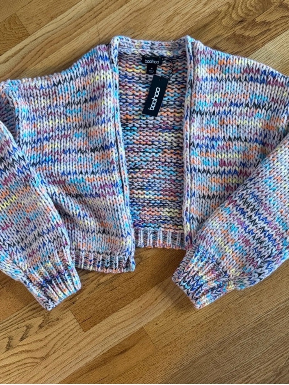 Boohoo Colorful Knit Women's Cardigan Petite Premium Chunky Knit NWT